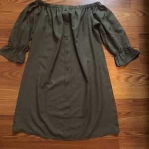 Olive off the shoulder dress